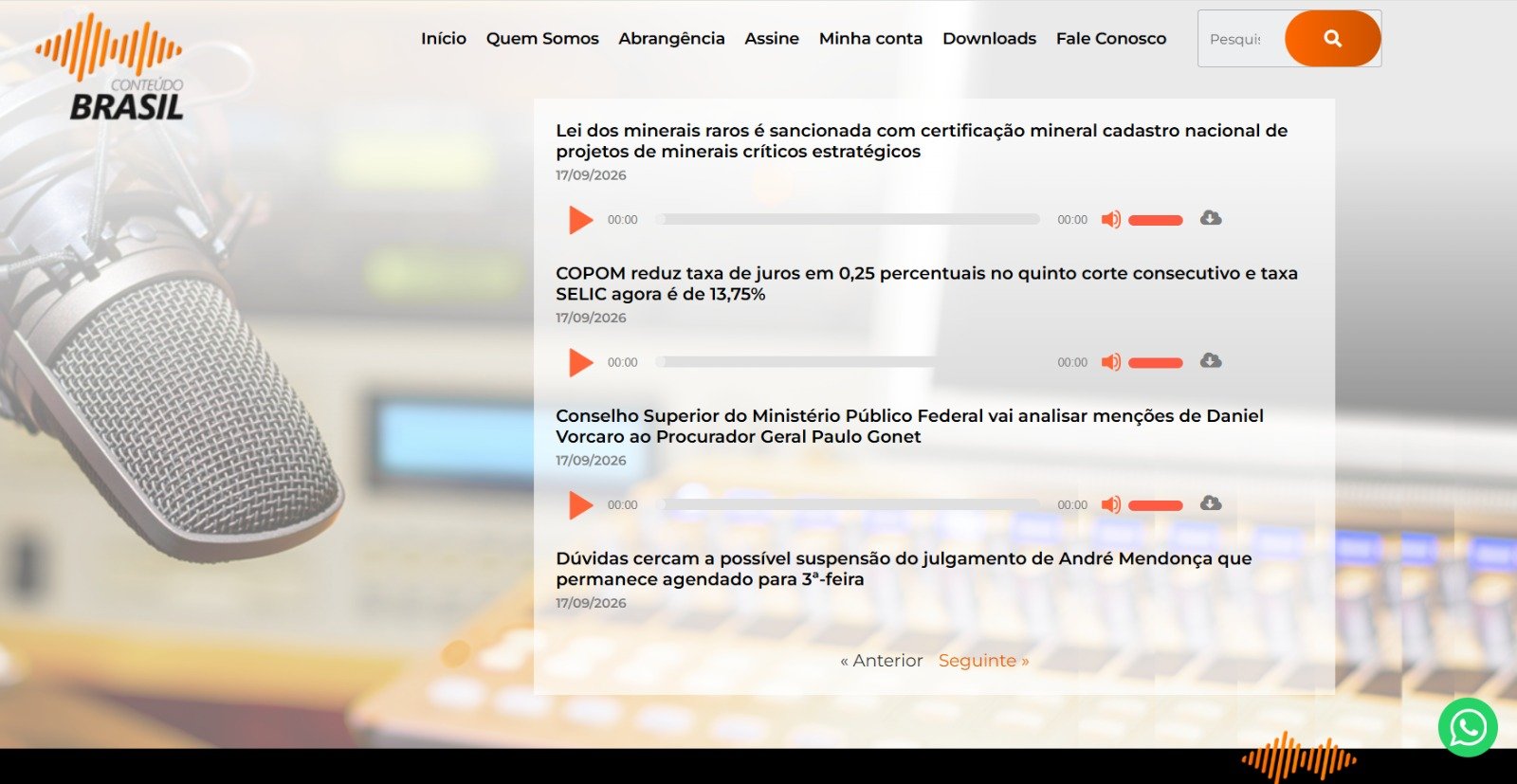Print da home do site Conteúdo Brasil