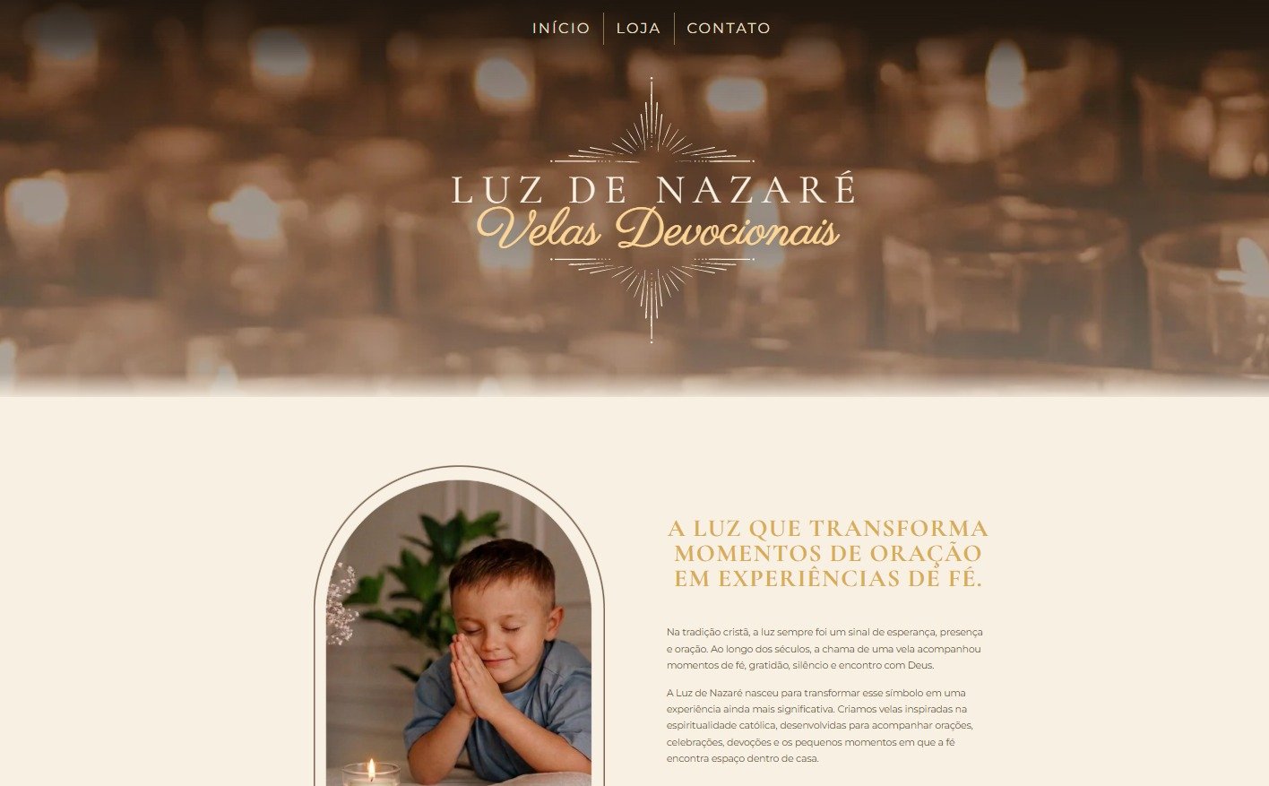 Print da home do site Luz de Nazaré